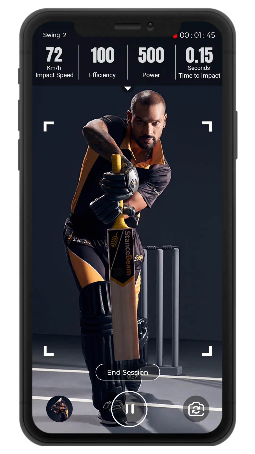 Live Video Recording with Batting Insights in StanceBeam Cricket Coaching App