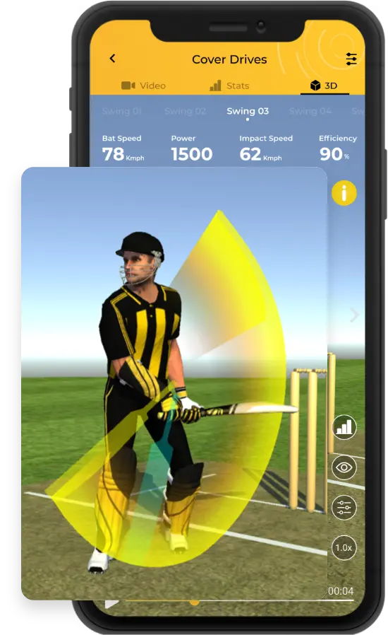 3D Shot Recreation in the App to see the flow of batting