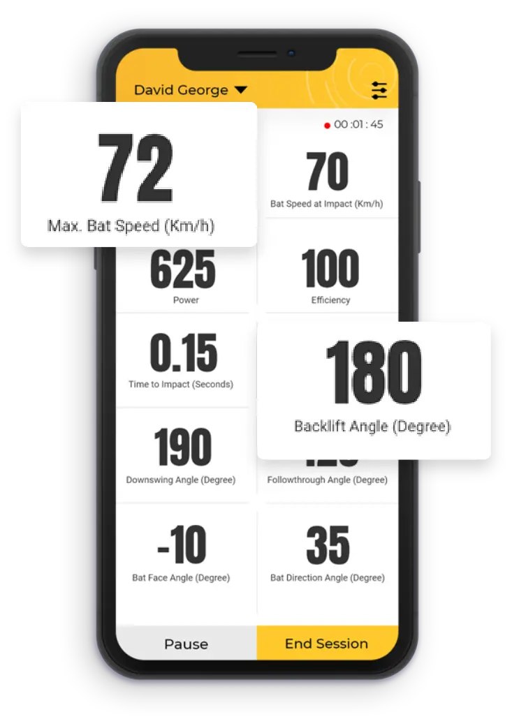 Live Stats with 11 metrics tracking StanceBeam Cricket Coaching App