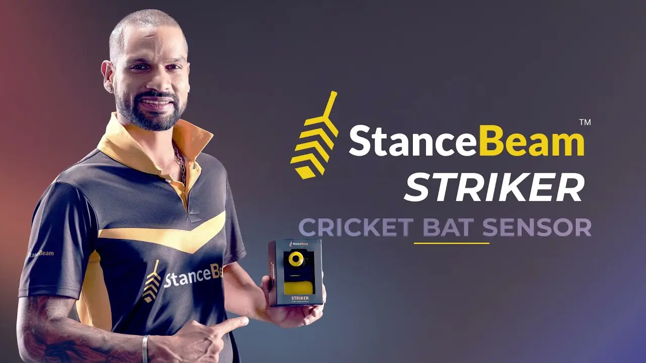 Shikhar Dhwan Holding The StanceBeam Cricket Bat Sensor