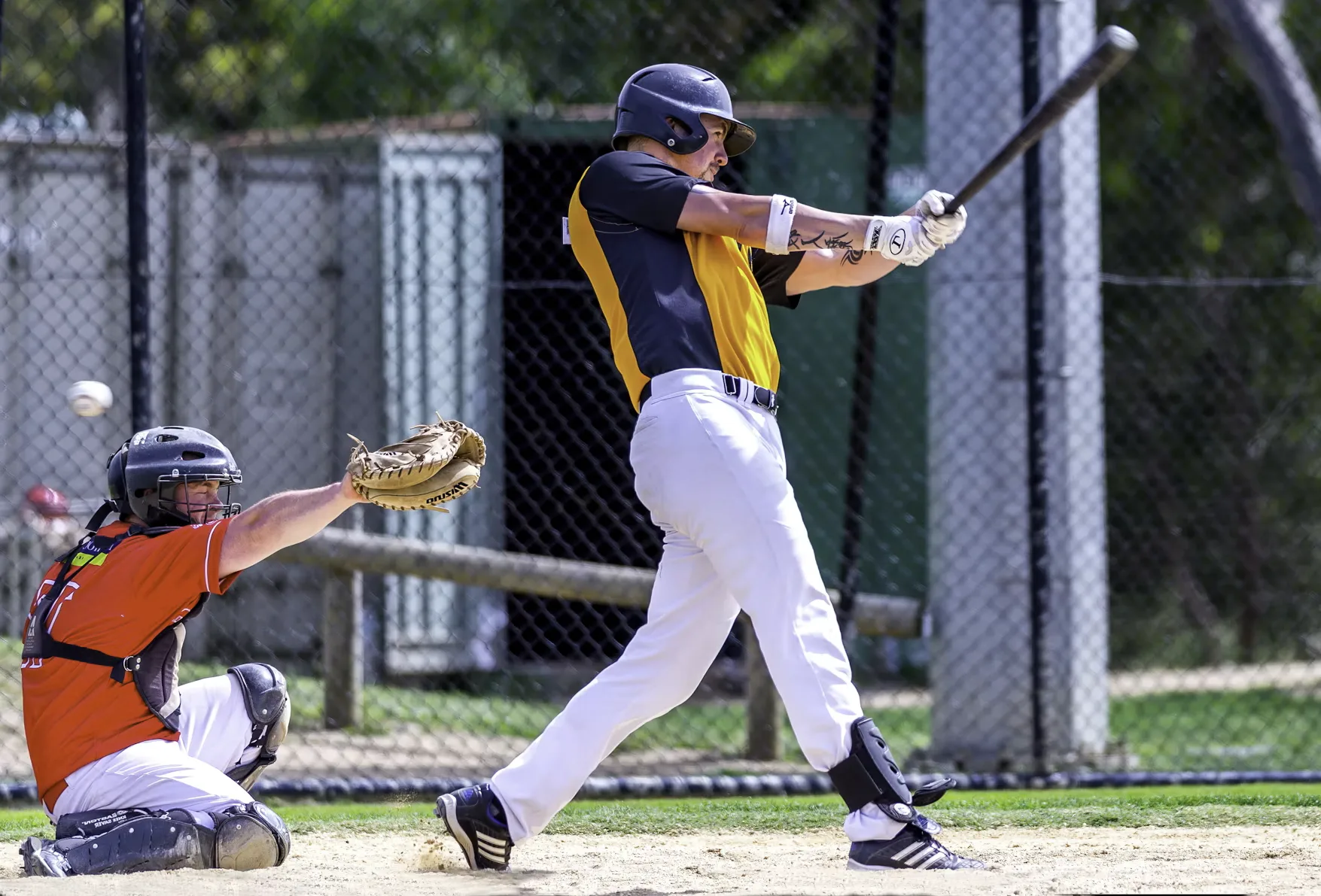 Cricket batter mid-swing